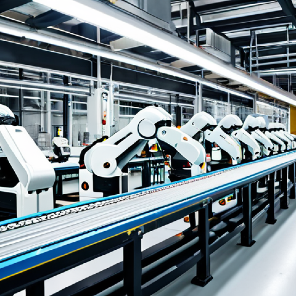 산업공학과 머신 비전 - Modern Factory Interior**
"A brightly lit, modern industrial factory interior, showcasing advanced ...