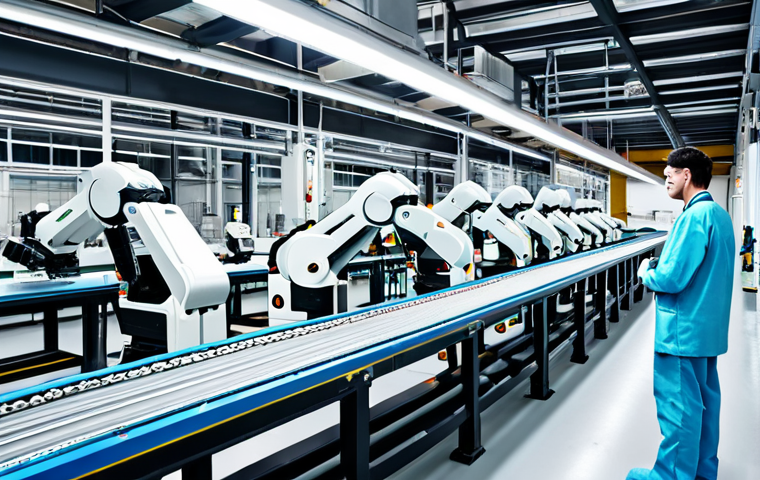 산업공학과 머신 비전 - Modern Factory Interior**
"A brightly lit, modern industrial factory interior, showcasing advanced ...