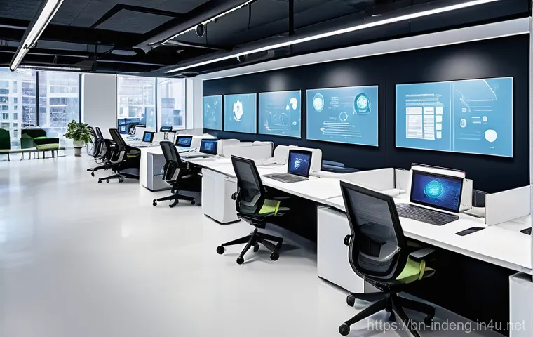 산업공학 작업 설계 - **Prompt: Smart Work and Technology Integration in a Modern Office**
A diverse team of professio...