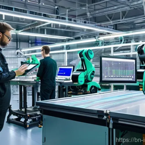 Home 25 산업공학 연구동향 - **Prompt: Human-Robot Collaboration in a Smart Manufacturing Hub**
"A vibrant, high-tech interio...