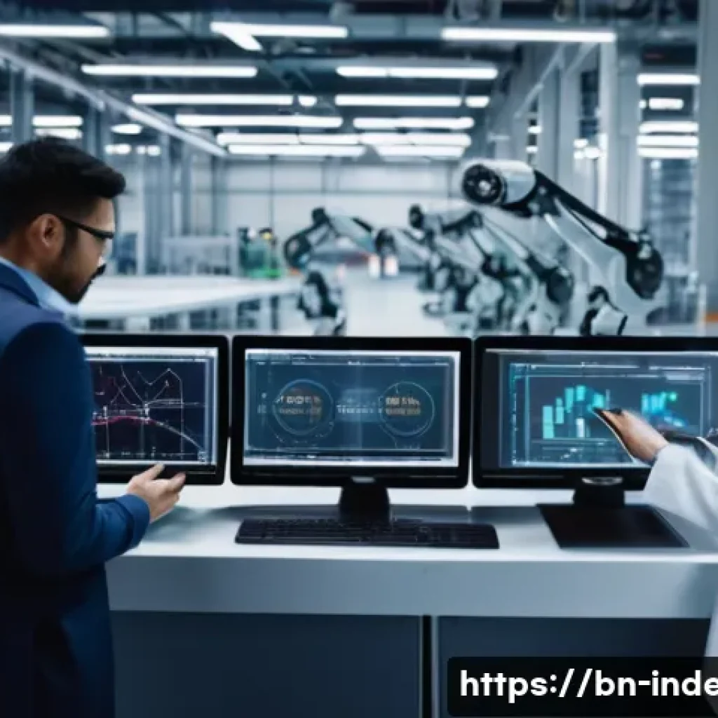 산업공학의 미래 직업 전망 - Smart Factory Innovation with Data Analytics**
A diverse team of industrial engineers, including men...