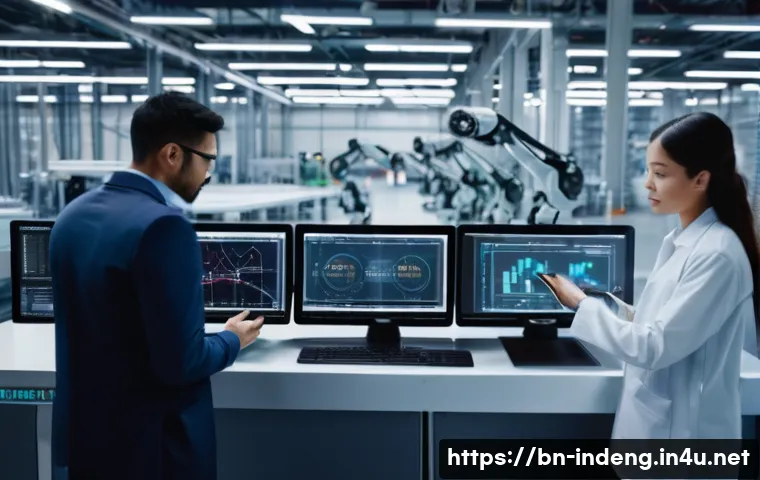 산업공학의 미래 직업 전망 - Smart Factory Innovation with Data Analytics**
A diverse team of industrial engineers, including men...