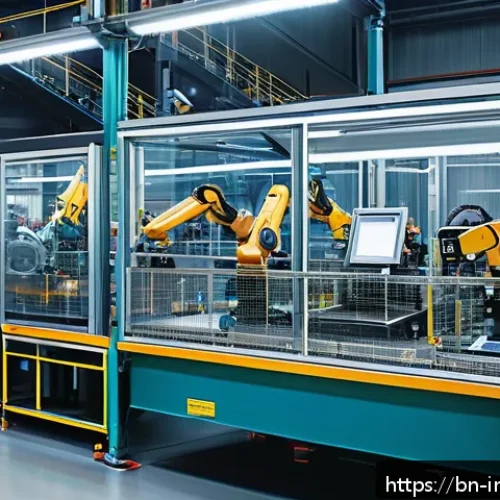 산업공학과 품질경영 - A modern industrial factory interior showcasing advanced automation technology, featuring robotic ar...